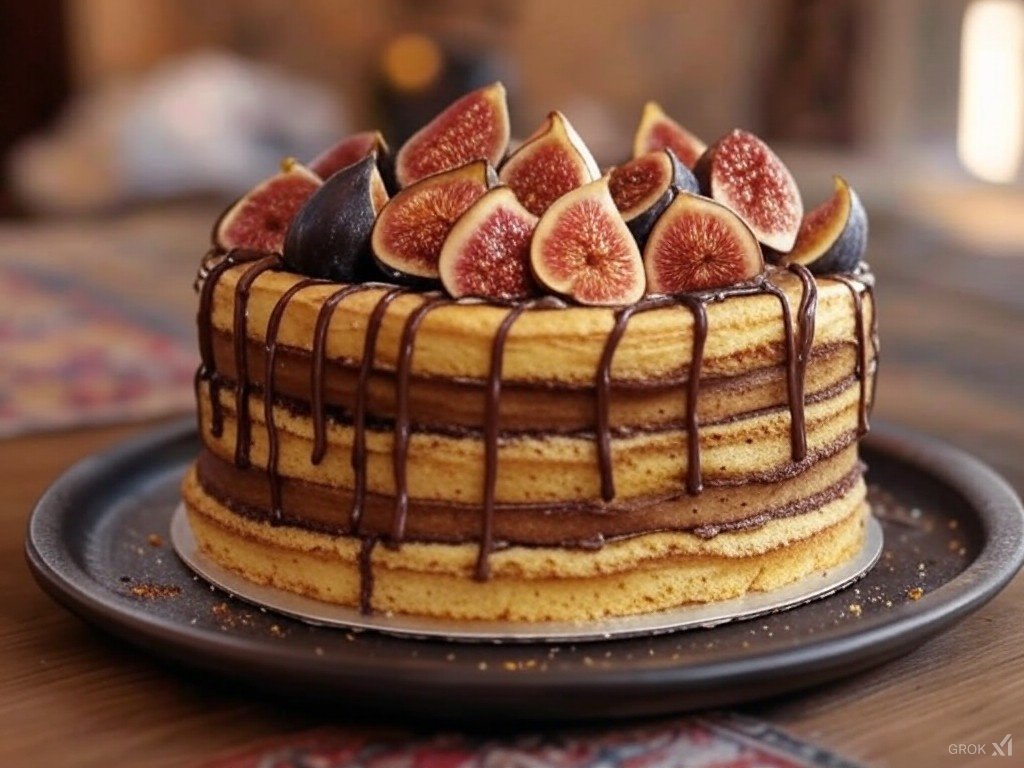 كيك الشوكولاتة المحشي بالتين – مزيج فاخر من النكهات الشرقية والغربية!