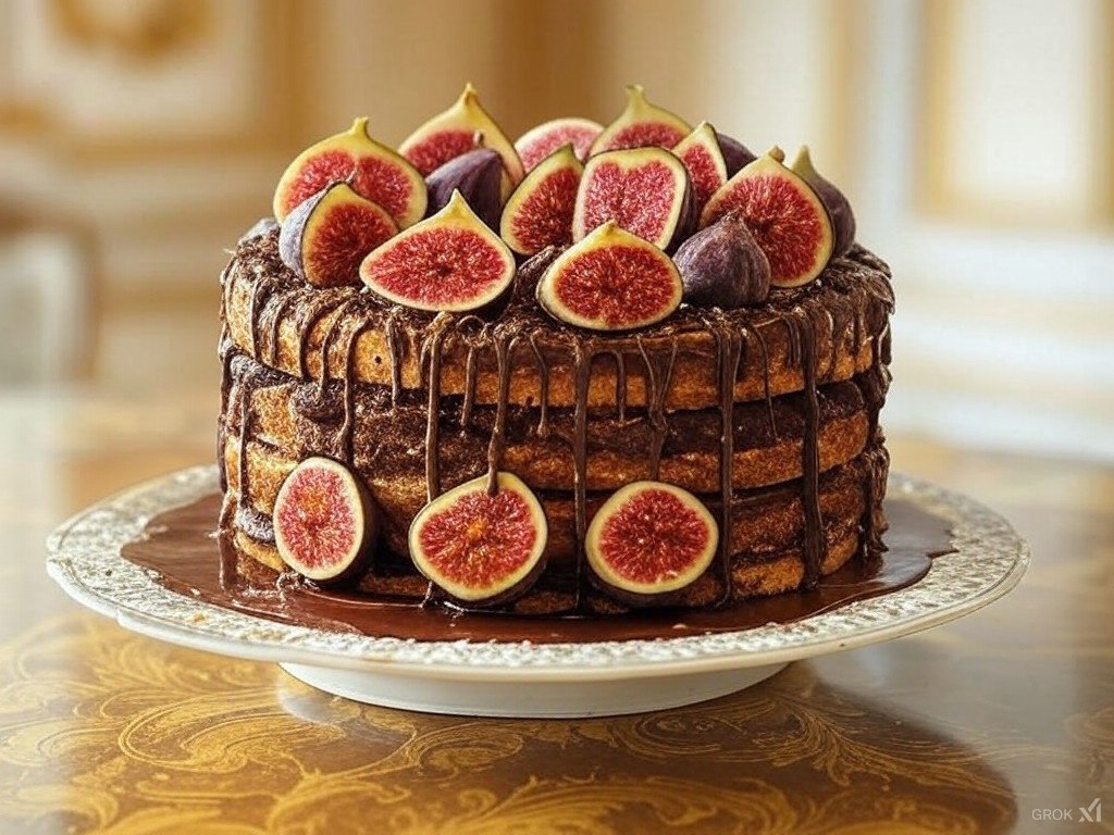 كيك الشوكولاتة المحشي بالتين – مزيج فاخر من النكهات الشرقية والغربية!