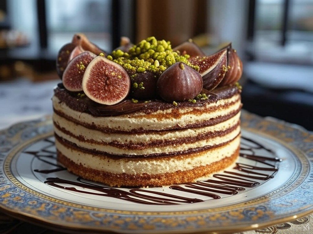 كيك الشوكولاتة المحشي بالتين – مزيج فاخر من النكهات الشرقية والغربية!