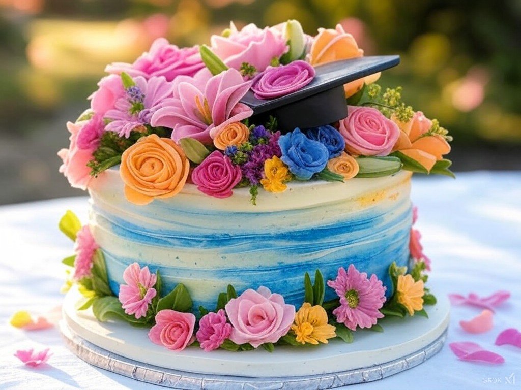 تورتة التخرج بلمسة من الأناقة والورود!